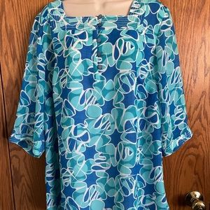 Maggie Barnes Multicolor Floral Blouse 3/4 Sleeves Button Front Women's Size 0X
